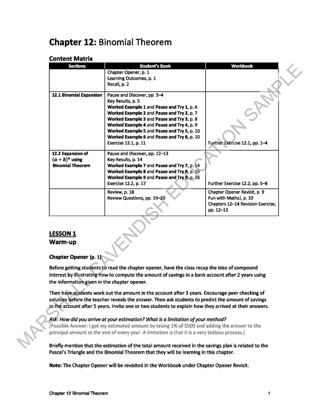 CAMBRIDGE IGCSE ADDITIONAL MATH TEACHER GUIDE
